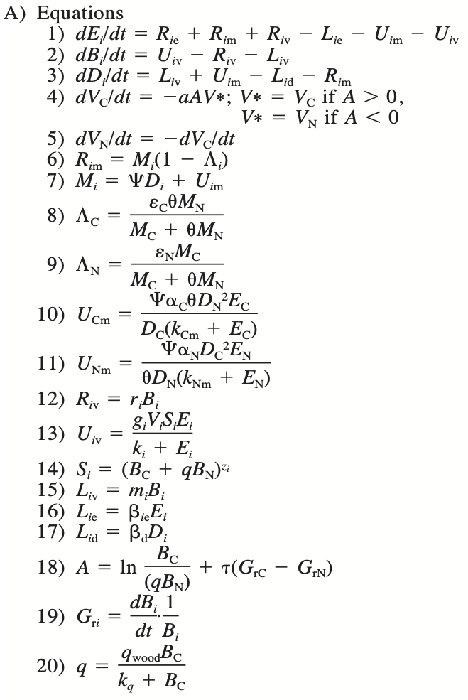 *Table 1 (Rastetter et al 1997).*